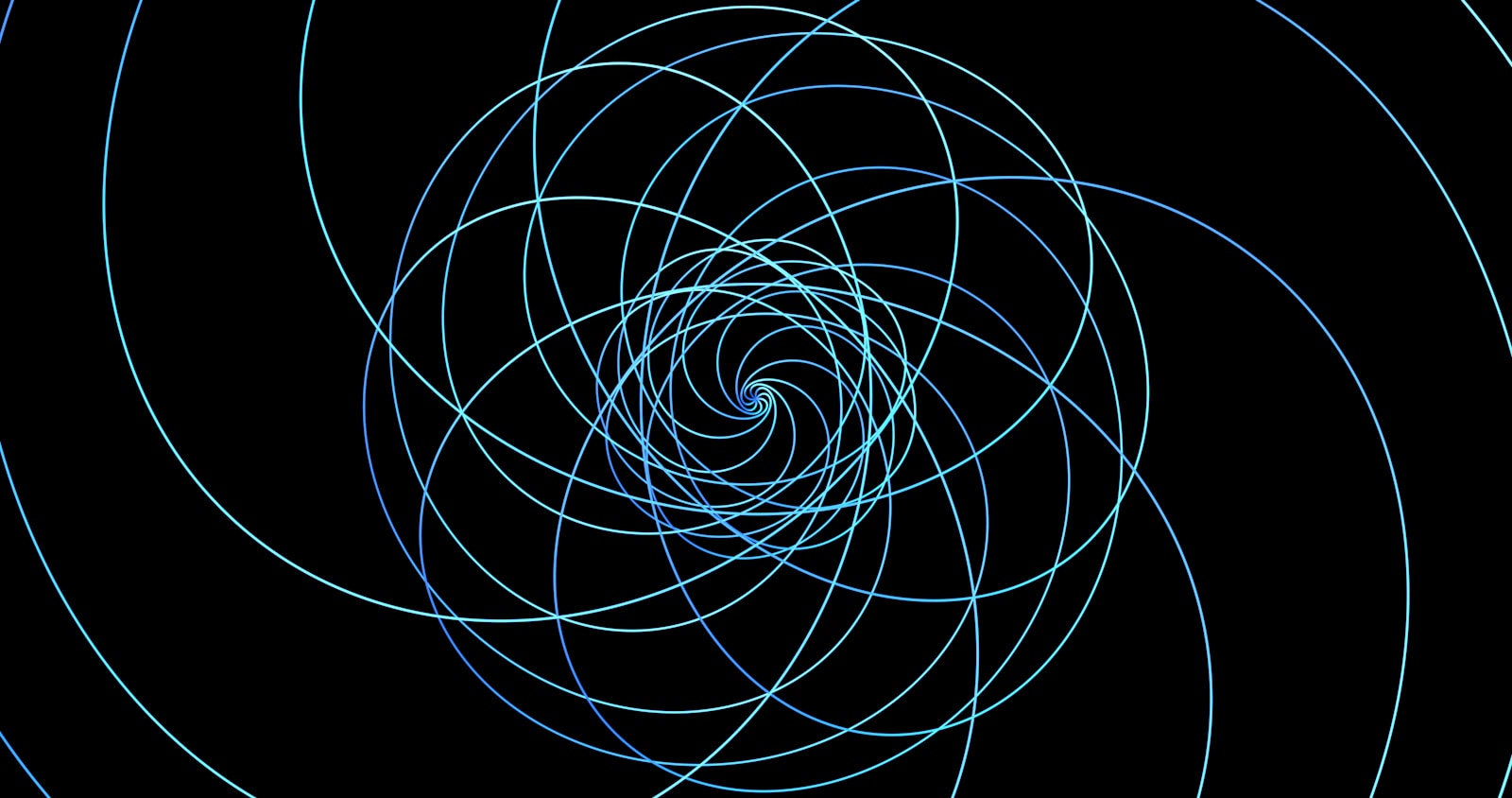 A spiral of blue lines on a black background